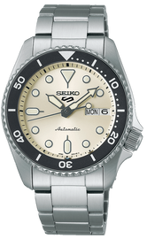 Seiko 5 Sports SKX Automatic Cream Dial Silver Steel Strap Watch For Men - SRPK31K1