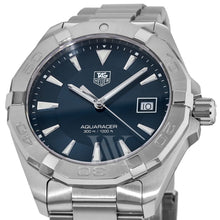 Load image into Gallery viewer, Tag Heuer Aquaracer Quartz Blue Dial Silver Steel Strap Watch for Men - WAY1112.BA0928