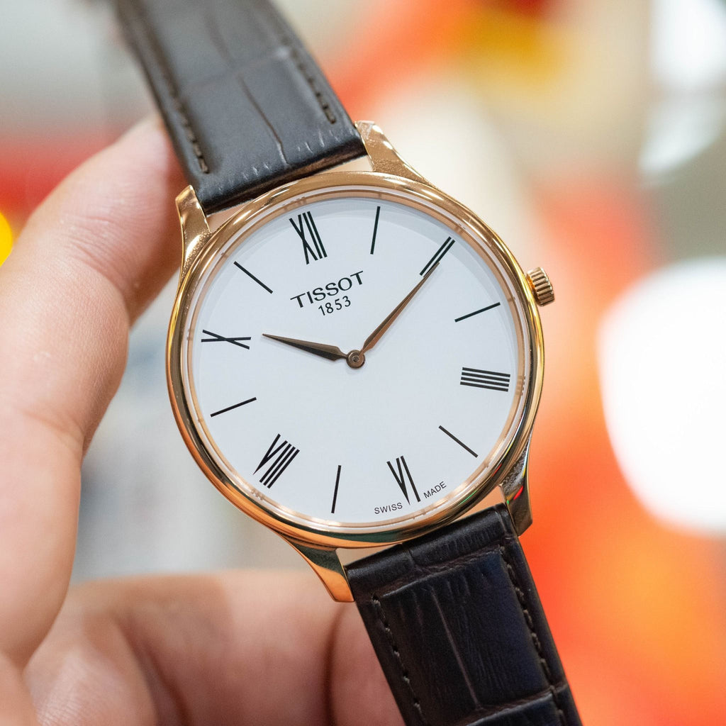 Tissot Tradition 5.5 White Dial Brown Leather Strap Watch for Men - T063.409.36.018.00