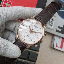 Load image into Gallery viewer, Tissot T Classic Tradition Chronograph White Dial Brown Leather Strap Watch For Men - T063.617.36.037.00