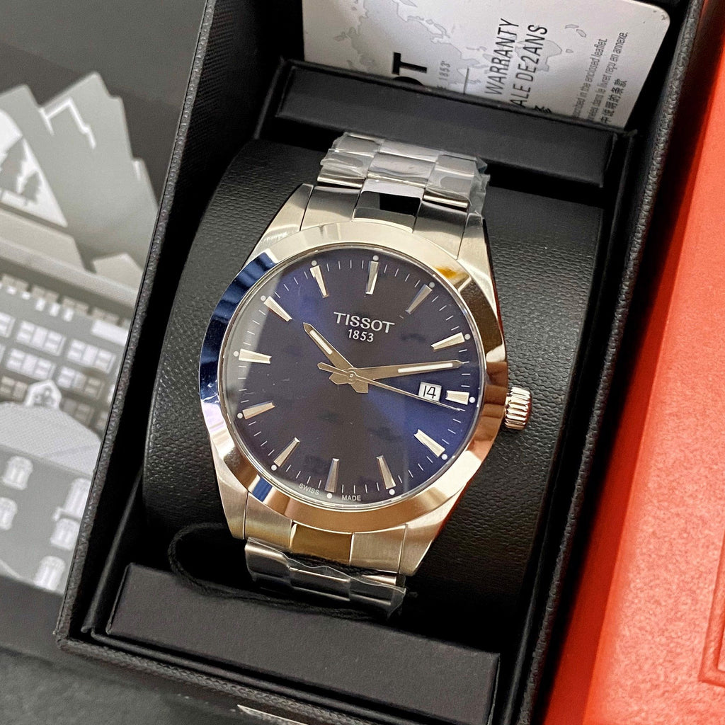 Tissot Gentleman Blue Dial Silver Steel Strap Watch For Men - T127.410.11.041.00