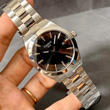 Load image into Gallery viewer, Tissot Gentleman Black Dial Silver Steel Strap Watch For Men - T127.410.11.051.00
