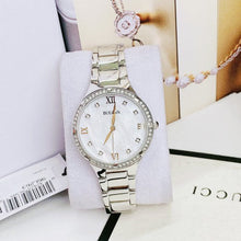 Load image into Gallery viewer, Bulova Crystal Collection Mother of Pearl Dial Silver Steel Strap Watch for Women - 96L263