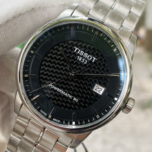Load image into Gallery viewer, Tissot Luxury Powermatic 80 Black Dial Silver Steel Strap Watch for Men - T086.407.11.201.02