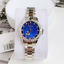 Load image into Gallery viewer, Bulova Crystal Collection Blue Mother of Pearl Dial Silver Steel Strap Watch for Women - 96L238
