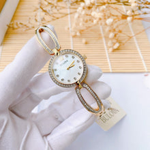 Load image into Gallery viewer, Bulova Crystal Collection Mother of Pearl Dial Gold Steel Strap Watch for Women - 98L225