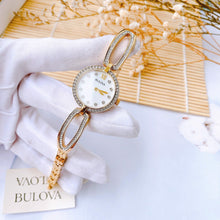 Load image into Gallery viewer, Bulova Crystal Collection Mother of Pearl Dial Gold Steel Strap Watch for Women - 98L225
