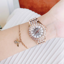 Load image into Gallery viewer, Bulova Phantom White Dial with Swarovski Baguettes Rose Gold Steel Strap Watch for Women - 98L268
