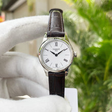 Load image into Gallery viewer, Tissot Tradition 5.5 Lady Silver Dial Brown Leather Strap Watch for Women - T063.009.16.018.00