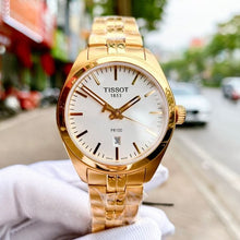 Load image into Gallery viewer, Tissot T Classic PR 100 Lady White Dial Gold Steel Strap Watch for Women - T101.210.33.031.00