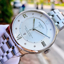 Load image into Gallery viewer, Tissot Chemin Des Tourelles Powermatic 80 Diamonds Silver Dial Silver Steel Strap Watch for Men - T099.407.11.033.00