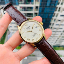 Load image into Gallery viewer, Tissot Le Locle Powermatic 80 Gold Dial Brown Leather Strap Watch For Men - T006.407.36.263.00