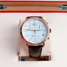 Load image into Gallery viewer, Tissot Carson Premium Chronograph White Dial Brown Leather Strap Watch For Men - T122.417.36.011.00