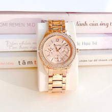 Load image into Gallery viewer, Bulova Crystal Silver Dial Rose Gold Steel Strap Watch for Women - 97N101