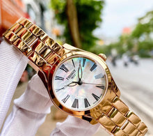 Load image into Gallery viewer, Tissot T Wave Mother of Pearl Dial Rose Gold Steel Strap Watch For Women - T112.210.33.113.00