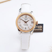Load image into Gallery viewer, Tissot T-Classic Powermatic 80 Mother of Pearl Silver Dial White Leather Strap Watch For Women - T108.208.26.117.00