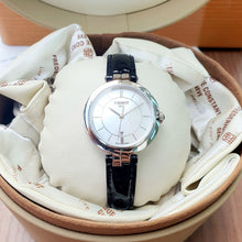 Load image into Gallery viewer, Tissot T Lady Flamingo Mother of Pearl White Dial Black Leather Strap Watch for Women - T094.210.16.111.00