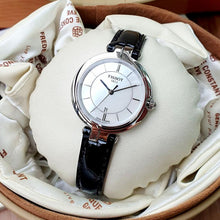 Load image into Gallery viewer, Tissot T Lady Flamingo Mother of Pearl White Dial Black Leather Strap Watch for Women - T094.210.16.111.00