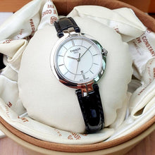 Load image into Gallery viewer, Tissot T Lady Flamingo Mother of Pearl White Dial Black Leather Strap Watch for Women - T094.210.16.111.00