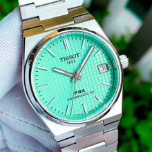 Load image into Gallery viewer, Tissot PRX Powermatic 80 Light Green Dial Silver Steel Strap Watch for Men - T137.207.11.091.01