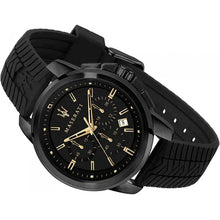 Load image into Gallery viewer, Maserati Successo Black Dial Black Rubber Strap Watch For Men - R8871621011
