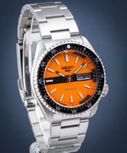 Load image into Gallery viewer, Seiko 5 Sports Double Hurricane Retro Orange Dial Silver Steel Strap Watch For Men - SRPK11K1