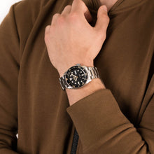 Load image into Gallery viewer, Seiko 5 Sports Automatic Black Dial Silver Steel Strap Watch For Men - SRPD57K1