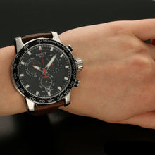 Load image into Gallery viewer, Tissot Supersport Chrono Black Dial Brown Leather Strap Watch for Men - T125.617.16.051.01