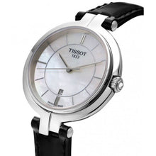 Load image into Gallery viewer, Tissot T Lady Flamingo Mother of Pearl White Dial Black Leather Strap Watch for Women - T094.210.16.111.00