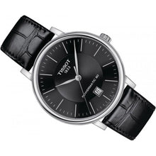 Load image into Gallery viewer, Tissot Carson Premium Powermatic 80 Black Dial Black Leather Strap Watch For Men - T122.407.16.051.00